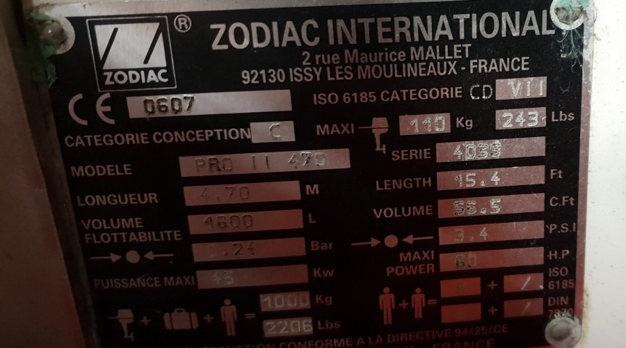 Zodiac Pro 470 Pack RIB