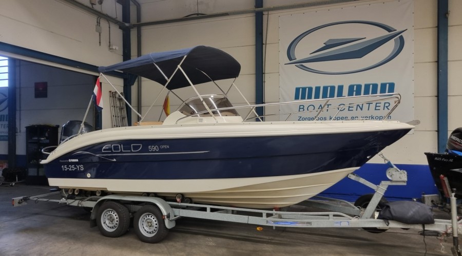 Eolo 590 Open Met Yamaha F150 en trailer (Bomvol!)